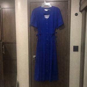 Vintage Kathie Lee royal blue buttondown dress